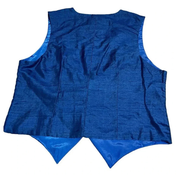 The World According to Bradley 80s Blue Silk Beaded Fish Vntg‎ Vest Size Medium - Picture 4 of 9